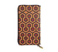 WZYWHJ Portefeuille élégant en cuir imprimé brillant - Longue pochette pour femme, matériau durable, 12 emplacements pour cartes, compartiments zippés, noir, taille unique, Noir , Taille unique