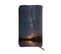 WZYWHJ Portefeuille élégant en cuir imprimé ciel nocturne - Longue pochette pour femme, matériau durable, 12 emplacements pour cartes, compartiments à fermeture éclair