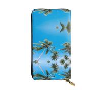 WZYWHJ Portefeuille élégant en cuir imprimé Coconut Grove By The Sea - Longue pochette pour femme, matériau durable, 12 emplacements pour cartes, compartiments zippés, noir, taille unique, Noir ,