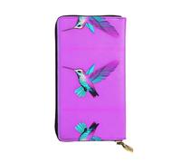 WZYWHJ Portefeuille élégant en cuir imprimé colibri avec ailes - Longue pochette pour femme, matériau durable, 12 emplacements pour cartes, compartiments à fermeture éclair