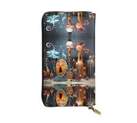 WZYWHJ Portefeuille élégant en cuir imprimé d'art d'animation - Longue pochette pour femme, matériau durable, 12 emplacements pour cartes, compartiments à fermeture éclair