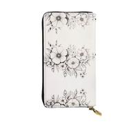 WZYWHJ Portefeuille élégant en cuir imprimé de belles lignes de fleurs - Longue pochette pour femme, matériau durable, 12 emplacements pour cartes, compartiments à fermeture éclair