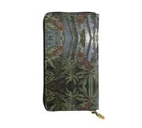 WZYWHJ Portefeuille élégant en cuir imprimé deux léopards - Longue pochette pour femme, matériau durable, 12 emplacements pour cartes, compartiments zippés, noir, taille unique, Noir , Taille unique