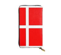 WZYWHJ Portefeuille élégant en cuir imprimé drapeau danois du Danemark - Longue pochette pour femme, matériau durable, 12 emplacements pour cartes, compartiments zippés, noir, taille unique, Noir ,