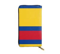 WZYWHJ Portefeuille élégant en cuir imprimé drapeau de la Colombie - Longue pochette pour femme, matériau durable, 12 emplacements pour cartes, compartiments zippés, noir, taille unique, Noir , Taille