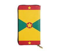 WZYWHJ Portefeuille élégant en cuir imprimé drapeau de la Grenade - Longue pochette pour femme, matériau durable, 12 emplacements pour cartes, compartiments zippés, noir, taille unique, Noir , Taille