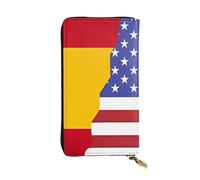 WZYWHJ Portefeuille élégant en cuir imprimé drapeau de l'Espagne américaine - Longue pochette pour femme, matériau durable, 12 emplacements pour cartes, compartiments zippés, noir, taille unique, Noir