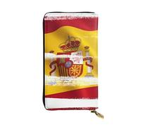 WZYWHJ Portefeuille élégant en cuir imprimé drapeau de l'Espagne - Longue pochette pour femme, matériau durable, 12 emplacements pour cartes, compartiments zippés, noir, taille unique, Noir , Taille