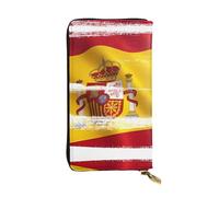 WZYWHJ Portefeuille élégant en cuir imprimé drapeau de l'Espagne - Longue pochette pour femme, matériau durable, 12 emplacements pour cartes, compartiments zippés, noir, taille unique, Noir , Taille