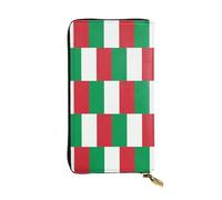 WZYWHJ Portefeuille élégant en cuir imprimé drapeau de l'Italie - Longue pochette pour femme, matériau durable, 12 emplacements pour cartes, compartiments zippés, noir, taille unique, Noir , Taille