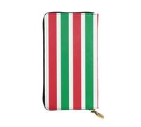 WZYWHJ Portefeuille élégant en cuir imprimé drapeau de l'Italie - Longue pochette pour femme, matériau durable, 12 emplacements pour cartes, compartiments zippés, noir, taille unique, Noir , Taille