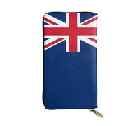 WZYWHJ Portefeuille élégant en cuir imprimé drapeau des îles Turques et Caïques - Longue pochette pour femme, matériau durable, 12 emplacements pour cartes, compartiments zippés, noir, taille unique,