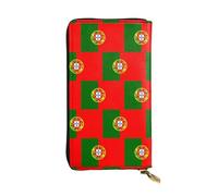 WZYWHJ Portefeuille élégant en cuir imprimé drapeau portugais - Longue pochette pour femme, matériau durable, 12 emplacements pour cartes, compartiments zippés, noir, taille unique, Noir , Taille