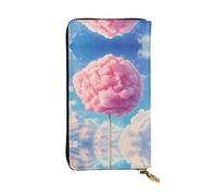 WZYWHJ Portefeuille élégant en cuir imprimé guimauves dans le ciel - Longue pochette pour femme, matériau durable, 12 emplacements pour cartes, compartiments à fermeture éclair