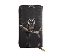 WZYWHJ Portefeuille élégant en cuir imprimé hibou de nuit - Longue pochette pour femme, matériau durable, 12 emplacements pour cartes, compartiments zippés, noir, taille unique, Noir , Taille unique