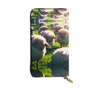 WZYWHJ Portefeuille élégant en cuir imprimé mouton - Longue pochette pour femme, matériau durable, 12 emplacements pour cartes, compartiments à fermeture éclair