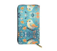 WZYWHJ Portefeuille élégant en cuir imprimé oiseau sur une branche - Longue pochette pour femme, matériau durable, 12 emplacements pour cartes, compartiments à fermeture éclair