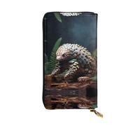 WZYWHJ Portefeuille élégant en cuir imprimé pangolin - Longue pochette pour femme, matériau durable, 12 emplacements pour cartes, compartiments à fermeture éclair