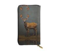 WZYWHJ Portefeuille élégant en cuir imprimé papillon sur un cerf sika - Longue pochette pour femme, matériau durable, 12 emplacements pour cartes, compartiments à fermeture éclair