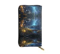 WZYWHJ Portefeuille élégant en cuir imprimé papillons dans les contes de fées - Longue pochette pour femme, matériau durable, 12 emplacements pour cartes, compartiments zippés, noir, taille unique