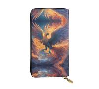WZYWHJ Portefeuille élégant en cuir imprimé Phoenix Nirvana - Longue pochette pour femme, matériau durable, 12 emplacements pour cartes, compartiments à fermeture éclair