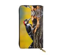 WZYWHJ Portefeuille élégant en cuir imprimé pic-pic aux trous d'arbre - Longue pochette pour femme, matériau durable, 12 emplacements pour cartes, compartiments à fermeture éclair