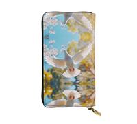 WZYWHJ Portefeuille élégant en cuir imprimé pigeon blanc - Longue pochette pour femme, matériau durable, 12 emplacements pour cartes, compartiments zippés, noir, taille unique, Noir , Taille unique