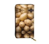 WZYWHJ Portefeuille élégant en cuir imprimé pomme de terre - Longue pochette pour femme, matériau durable, 12 emplacements pour cartes, compartiments zippés, noir, taille unique, Noir , Taille unique