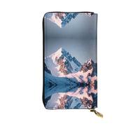WZYWHJ Portefeuille élégant en cuir imprimé Top of the Snowy Mountain - Longue pochette pour femme, matériau durable, 12 emplacements pour cartes, compartiments à fermeture éclair