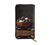 WZYWHJ Portefeuille élégant en cuir imprimé œuf millénaire - Pochette longue pour femme, matériau durable, 12 emplacements pour cartes, compartiments zippés, noir, taille unique, Noir , Taille unique