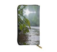 WZYWHJ Portefeuille élégant en cuir imprimé « Water after rain » - Longue pochette pour femme - Matériau durable - 12 emplacements pour cartes - Compartiments à fermeture éclair