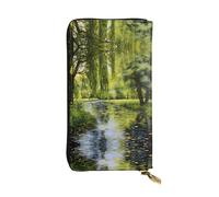 WZYWHJ Portefeuille élégant en cuir imprimé Willow Tree by the pond - Longue pochette pour femme, matériau durable, 12 emplacements pour cartes, compartiments à fermeture éclair