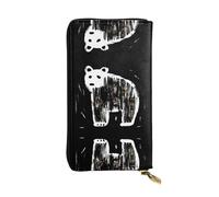 WZYWHJ Portefeuille élégant en cuir pour enfants avec image d'ours - Longue pochette pour femme, matériau durable, 12 emplacements pour cartes, compartiments à fermeture éclair