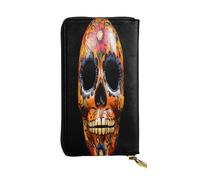WZYWHJ Portefeuille en cuir à la mode pour femme avec plusieurs compartiments et fermeture éclair Motif masques Jour des morts