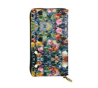 WZYWHJ Portefeuille en cuir élégant avec impression de bulles de savon colorées - Longue pochette pour femme, matériau durable, 12 emplacements pour cartes, compartiments zippés, noir, taille unique,