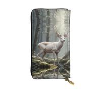 WZYWHJ Portefeuille en cuir élégant avec imprimé cerf blanc européen - Longue pochette pour femme, matériau durable, 12 emplacements pour cartes, compartiments à fermeture éclair