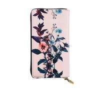 WZYWHJ Portefeuille en cuir élégant avec imprimé plantes hipster - Longue pochette pour femme, matériau durable, 12 emplacements pour cartes, compartiments à fermeture éclair