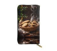Wzywhj Portefeuille en cuir pour femme avec plusieurs compartiments et fermeture éclair Motif Cookie Picture, Noir , Taille unique