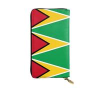 Wzywhj Portefeuille en cuir pour femme avec plusieurs compartiments et fermeture éclair Motif drapeau de la Guyane, Noir , Taille unique