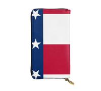 Wzywhj Portefeuille en cuir pour femme avec plusieurs compartiments et fermeture éclair Motif drapeau du Texas, Noir , Taille unique
