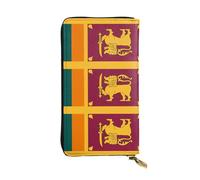 Wzywhj Portefeuille en cuir pour femme avec plusieurs compartiments et fermeture éclair Motif drapeau du Sri Lanka, Noir , Taille unique