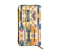Wzywhj Portefeuille en cuir pour femme avec plusieurs compartiments et fermeture éclair Motif Empire State Building, Noir , Taille unique