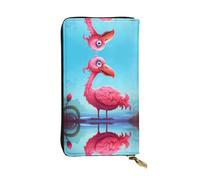 Wzywhj Portefeuille en cuir pour femme avec plusieurs compartiments et fermeture éclair Motif flamant rose, Noir , Taille unique