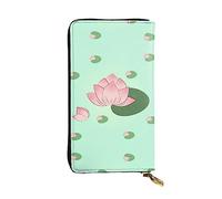 Wzywhj Portefeuille en cuir pour femme avec plusieurs compartiments et fermeture éclair Motif fleurs de lotus en attente de fleurir, Noir , Taille unique
