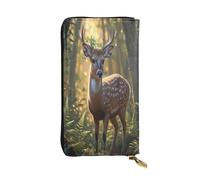 WZYWHJ Portefeuille en cuir pour femme avec plusieurs compartiments et fermeture éclair Motif forêt Sika Deer