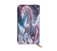 WZYWHJ Portefeuille en cuir pour femme avec plusieurs compartiments et fermeture éclair, motif licorne quantique