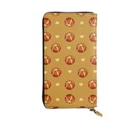 Wzywhj Portefeuille en cuir pour femme avec plusieurs compartiments et fermeture éclair Motif pain beurré, Noir , Taille unique