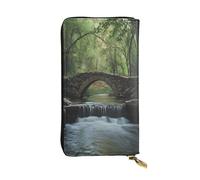 WZYWHJ Portefeuille en cuir pour femme avec plusieurs compartiments et fermeture éclair Motif pont sur la rivière