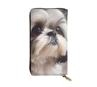 Wzywhj Portefeuille en cuir pour femme avec plusieurs compartiments et fermeture éclair Motif Shih Tzu Dog Prints, Noir , Taille unique