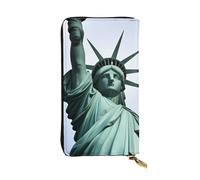 Wzywhj Portefeuille en cuir pour femme avec plusieurs compartiments et fermeture éclair Motif Statue de la Liberté New York, Noir , Taille unique